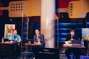 左からノブオ(ペンギンズ)、市川雅統、石原光。(撮影:西槇太一)