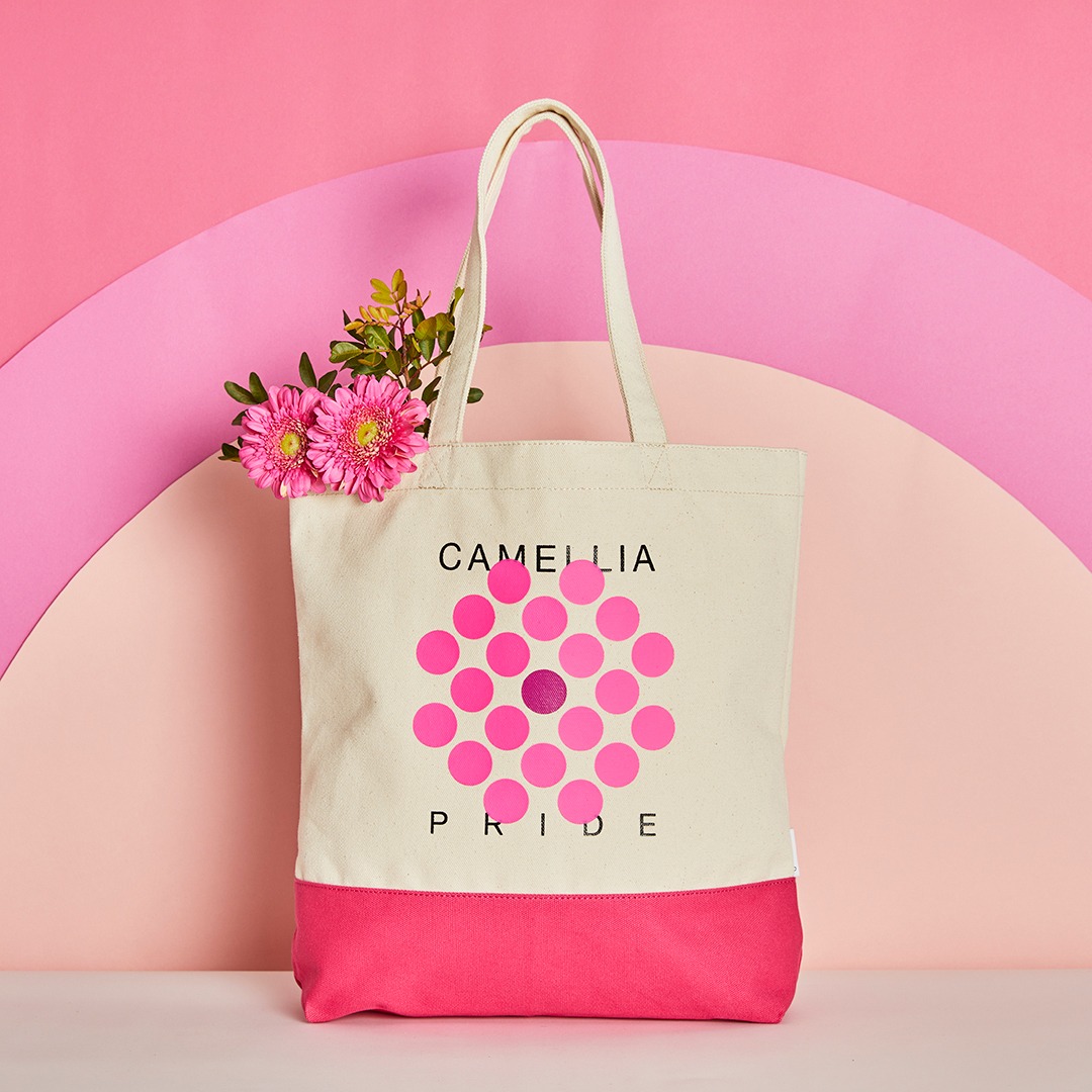 DOT FLOWER TOTE CAMELLIA