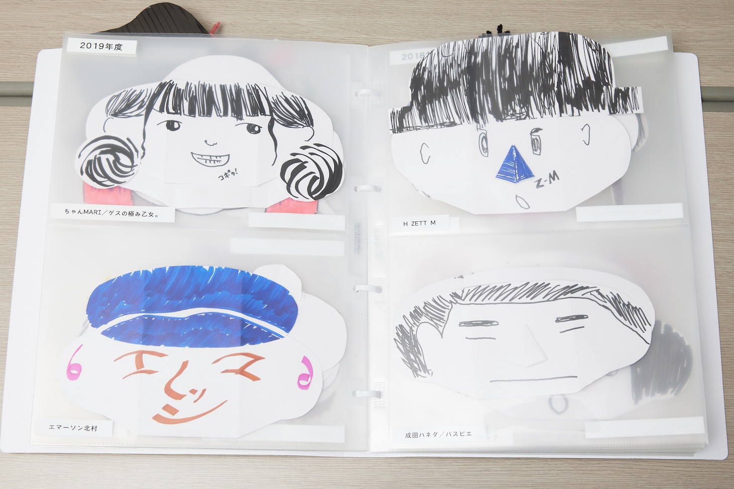 右上がH ZETT Mの人形の顔。大きな帽子が貼られているため少しだけ重い。（撮影：梅原渉）