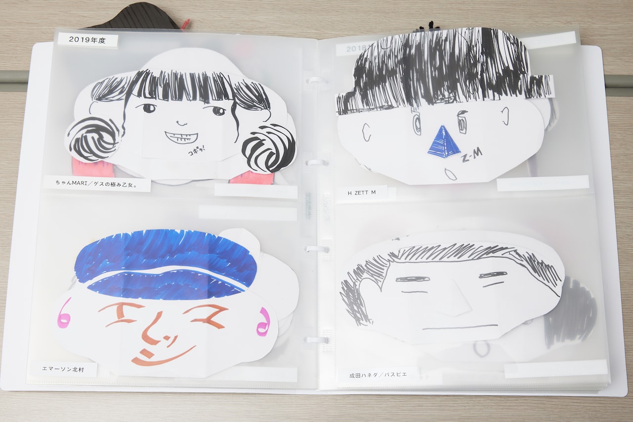 右上がH ZETT Mの人形の顔。大きな帽子が貼られているため少しだけ重い。(撮影:梅原渉)