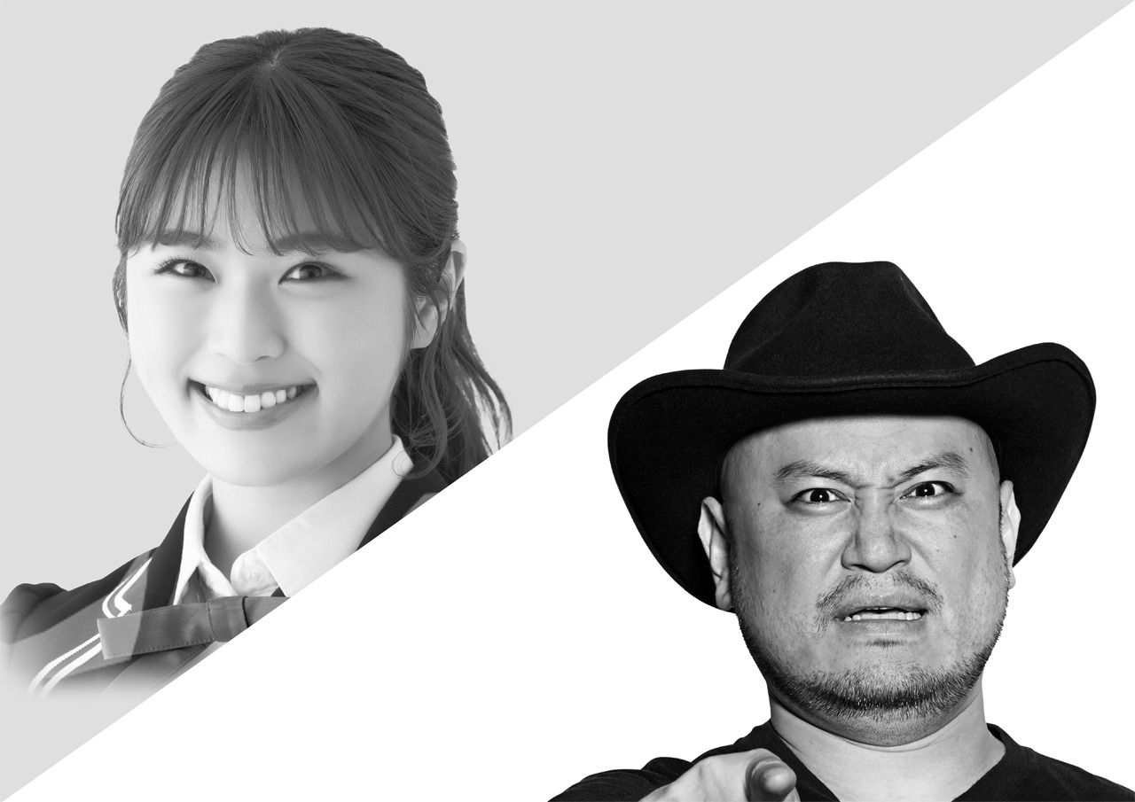 左から渋谷凪咲（NMB48）、ハリウッドザコシショウ。(c)テレビ朝日