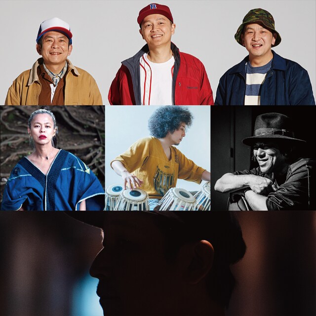 上からスチャダラパー、OLAibi×U-zhaan+大友良英、DJ KENSEI。