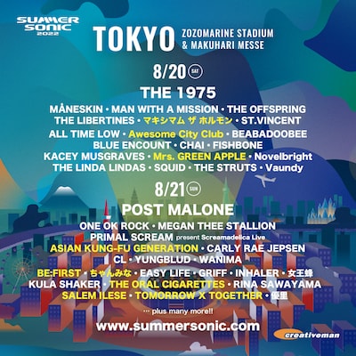 「SUMMER SONIC 2022」幕張会場出演アーティスト