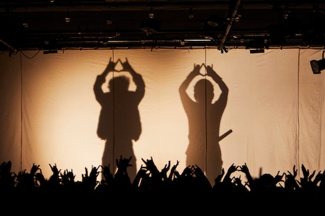 紗幕に映し出されたザ・リーサルウェポンズの影。(提供:ソニー・ミュージックレーベルズ)