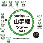 「yonige presents  山手線ツアー2022」告知用ビジュアル