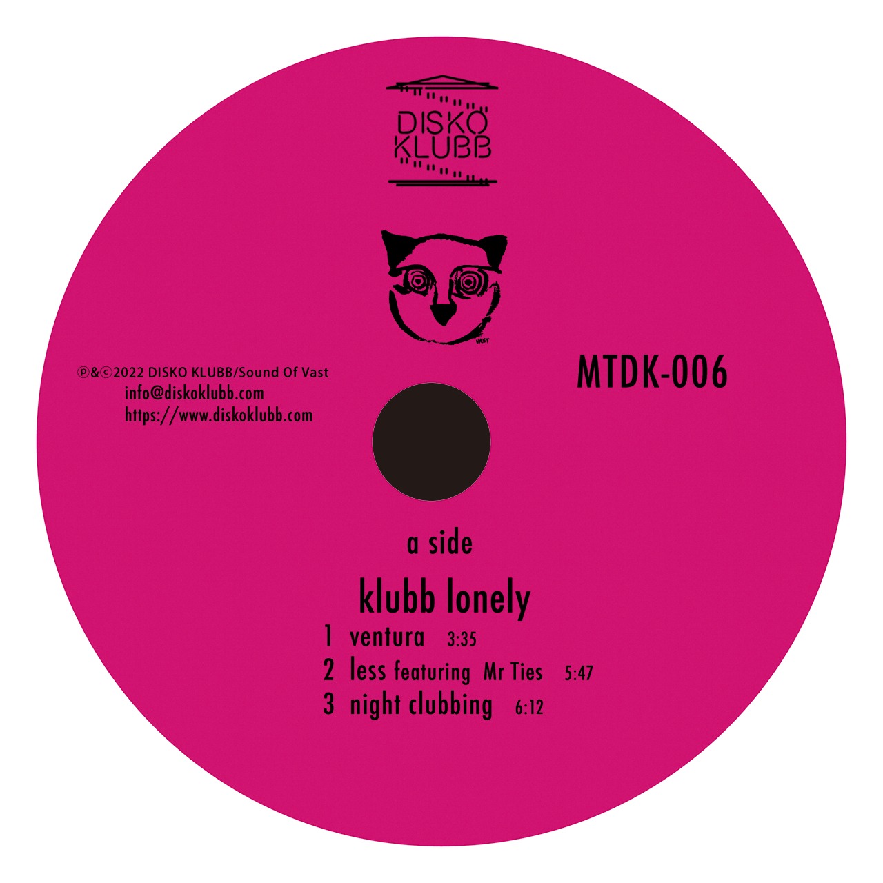 Monkey Timers「KLUBB LONELY」A面ラベル