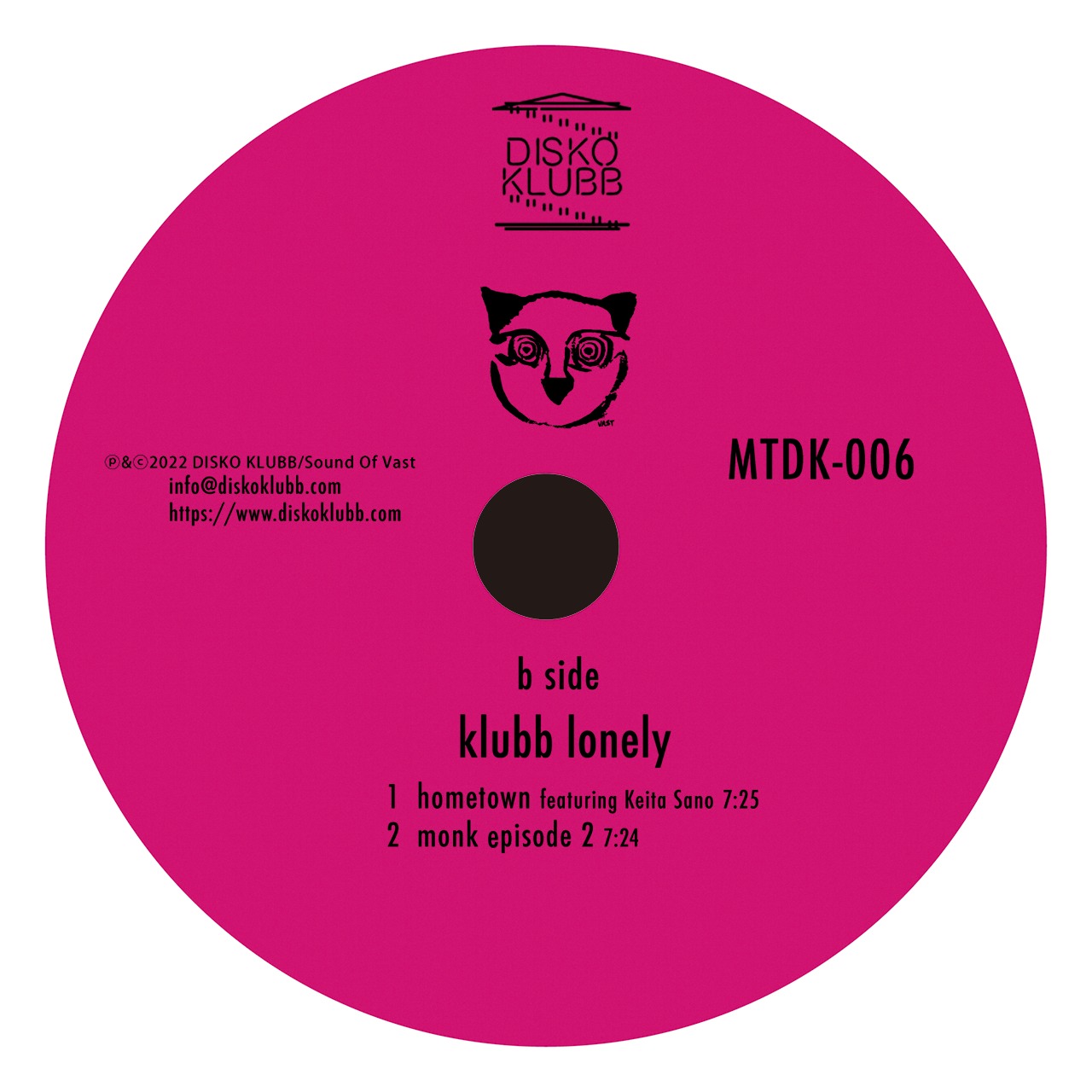 Monkey Timers「KLUBB LONELY」B面ラベル