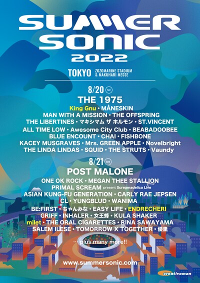 「SUMMER SONIC 2022」幕張公演出演者
