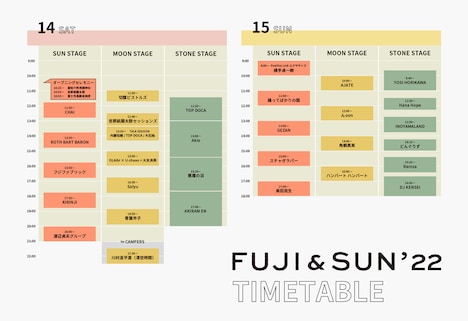 「FUJI & SUN'22」タイムテーブル