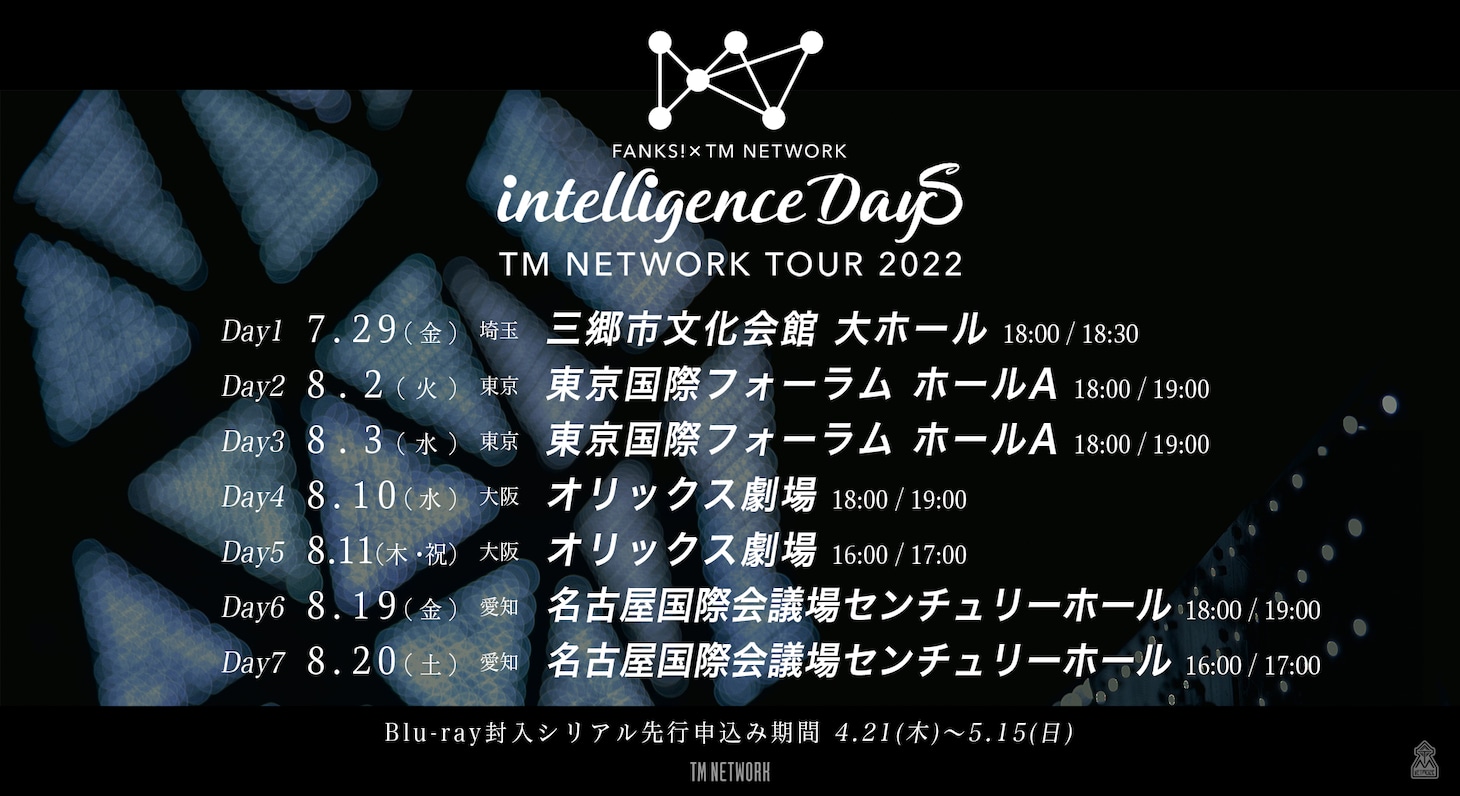 「TM NETWORK TOUR 2022“FANKS intelligence Days”」告知ビジュアル