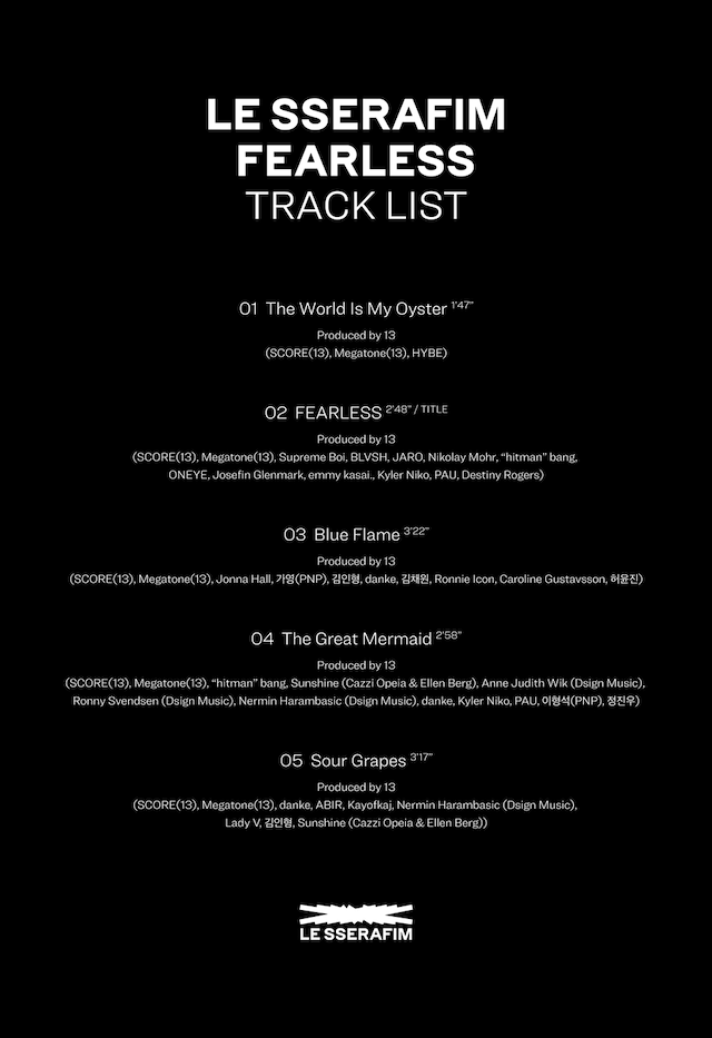LE SSERAFIM「FEARLESS」トラックリスト
