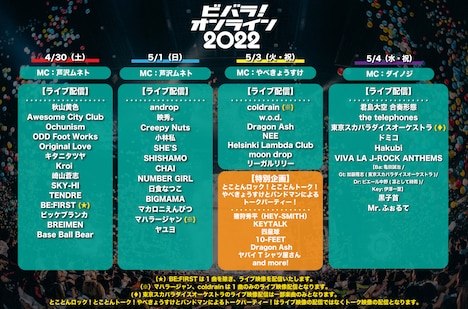 「ビバラ！オンライン 2022」配信スケジュール