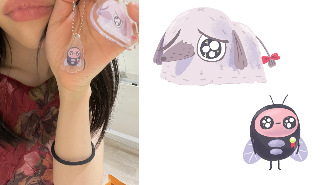 「見つめるぞうきんドッグアクキー」と「見つめるゴッドキングアクキー」。