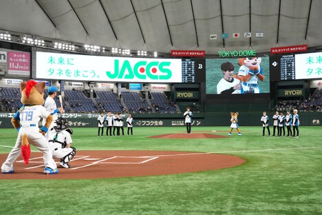 始球式の様子。（写真提供：北海道日本ハムファイターズ）