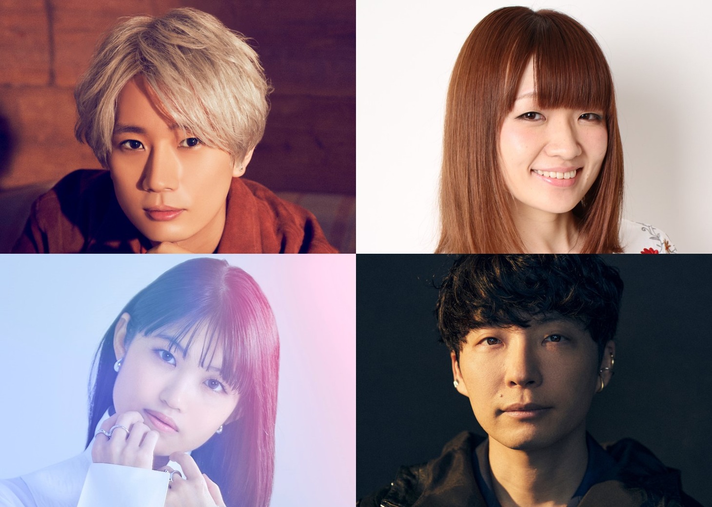 左上から時計回りに江口拓也、種崎敦美、星野源、早見沙織。