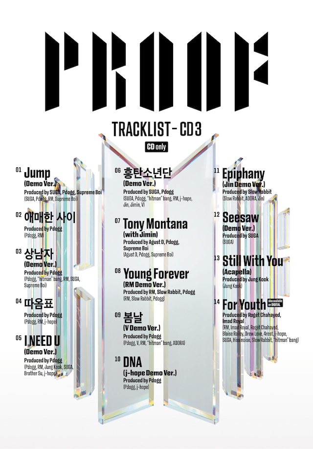 BTS「Proof」DISC 3のトラックリスト。