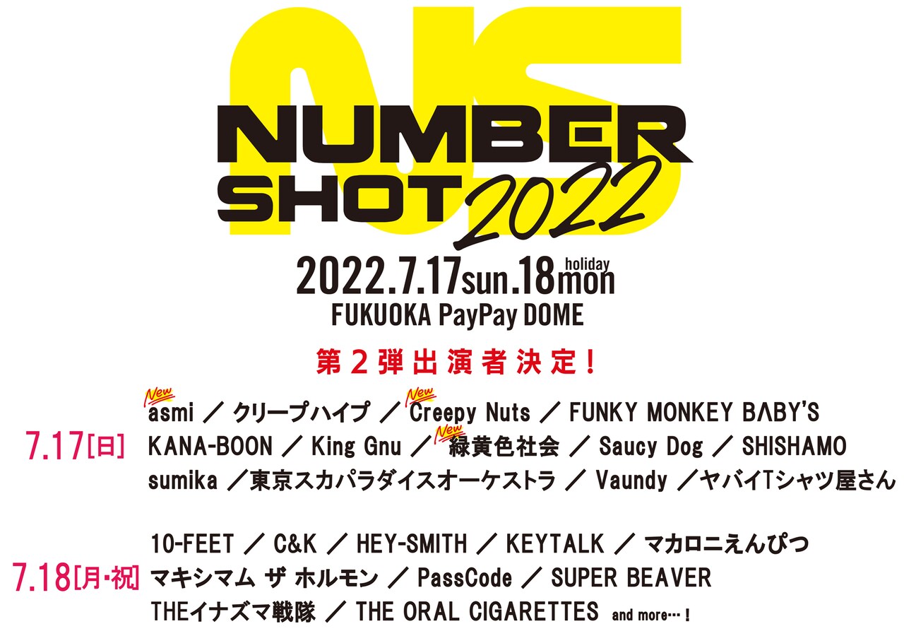 「NUMBER SHOT 2022」出演者第2弾発表のビジュアル。