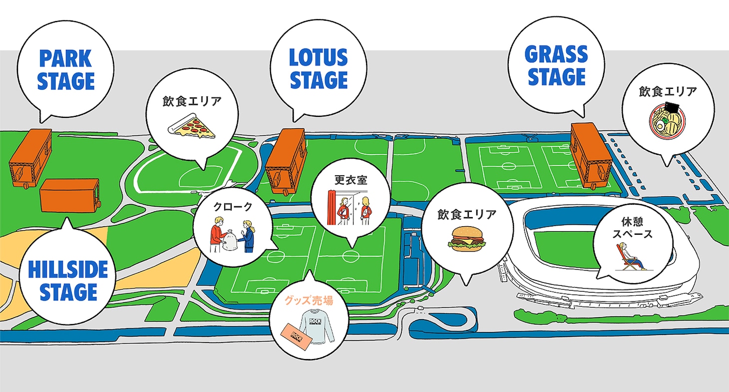 「ROCK IN JAPAN FESTIVAL 2022」イラストマップ