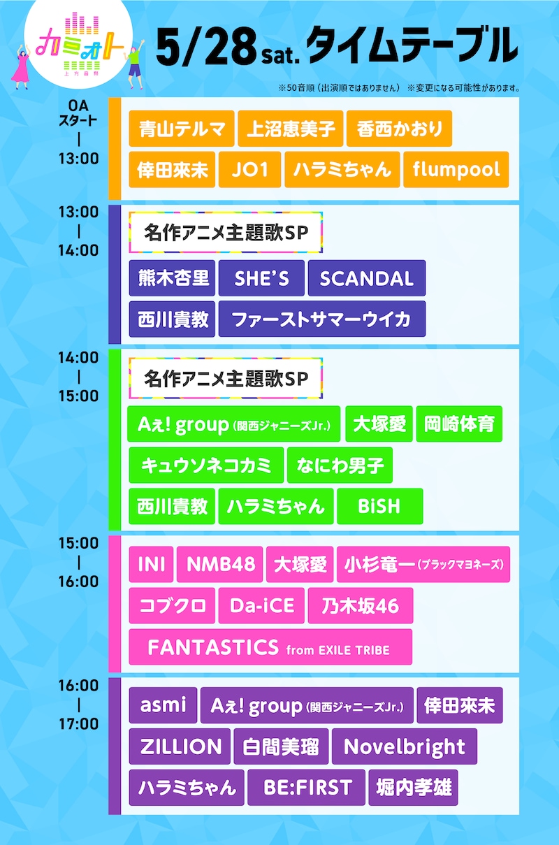 「カミオト－上方音祭－」タイムテーブル
