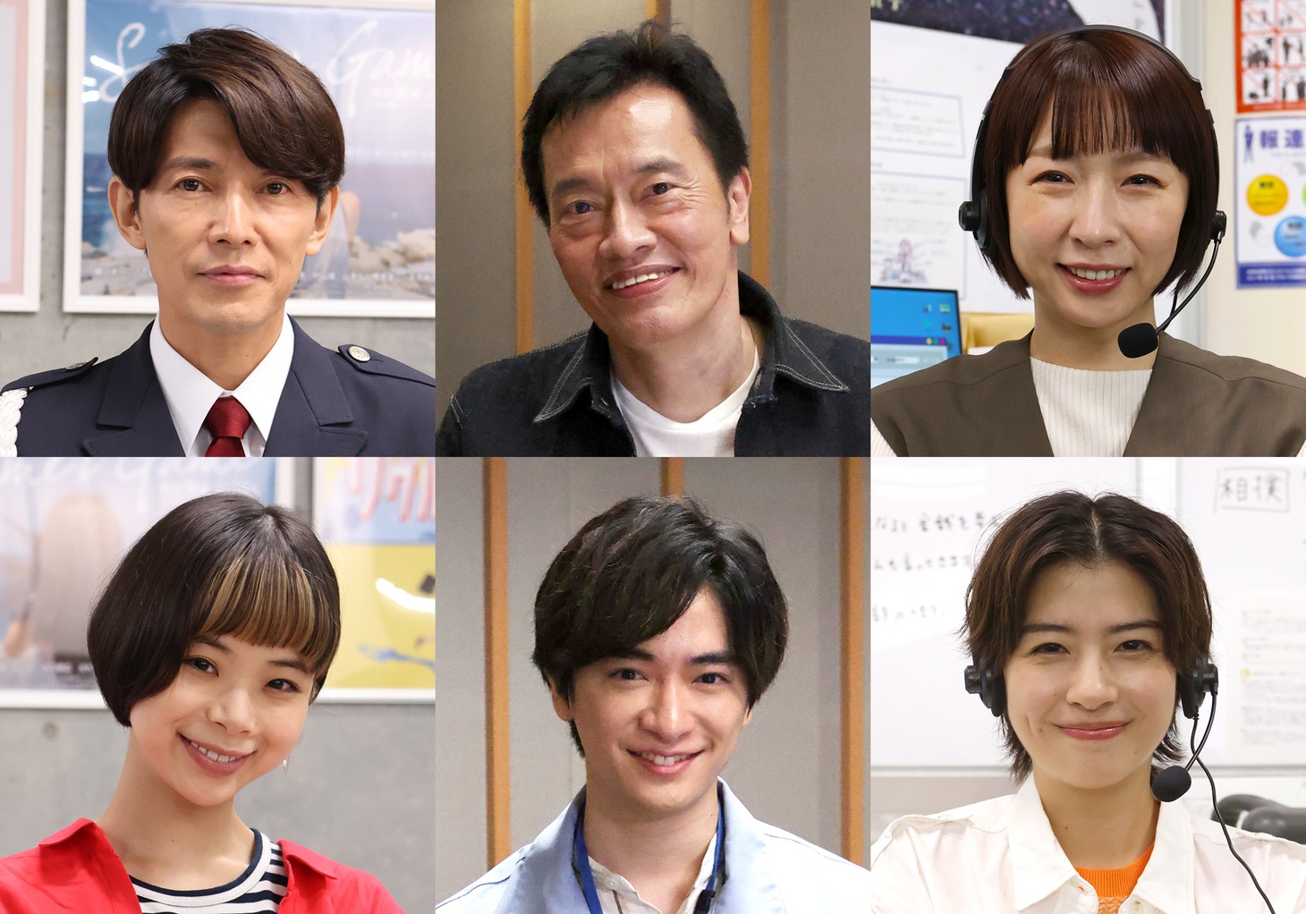 「脚本芸人」出演者。左上から時計回りに藤木直人、遠藤憲一、酒井若菜、佐久間由衣、知念侑李、趣里。(c)フジテレビ