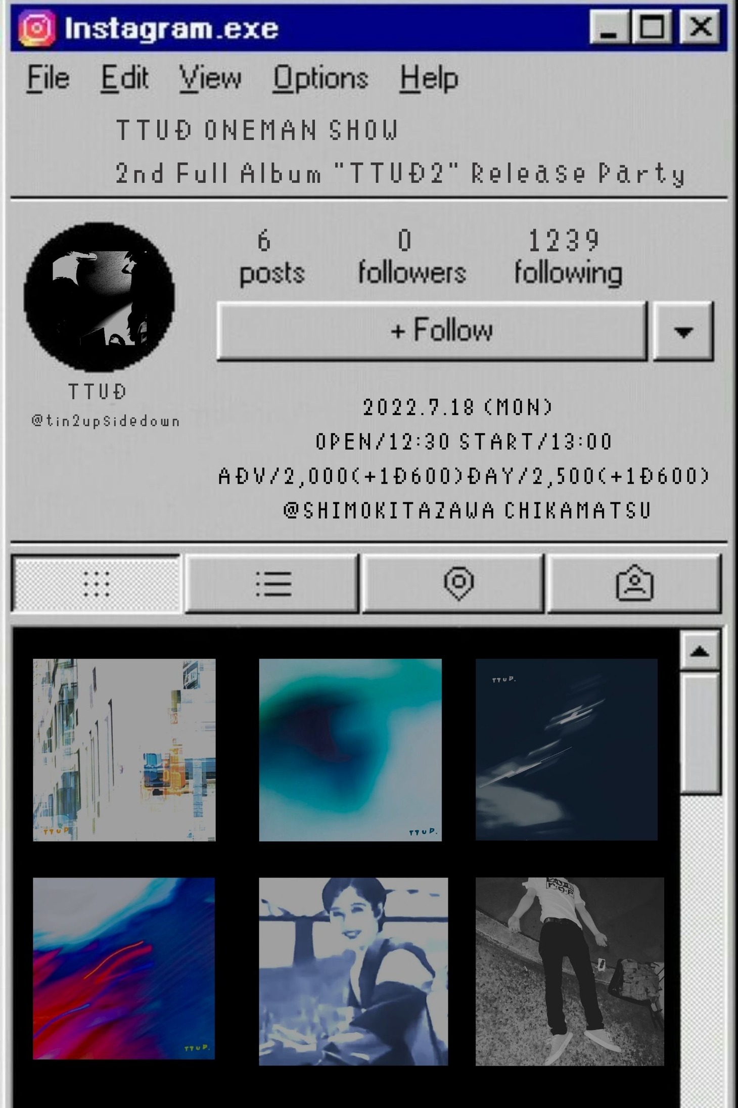 「TTUD ONEMAN SHOW2nd Full Album “TTUD2” Release Party」告知ビジュアル