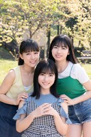 左から河西結心（つばきファクトリー）、北川莉央（モーニング娘。'22）、伊勢鈴蘭（アンジュルム）。