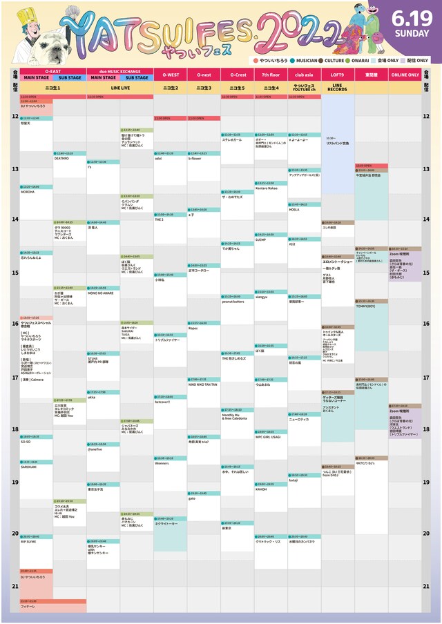 「YATSUI FESTIVAL! 2022」2日目タイムテーブル