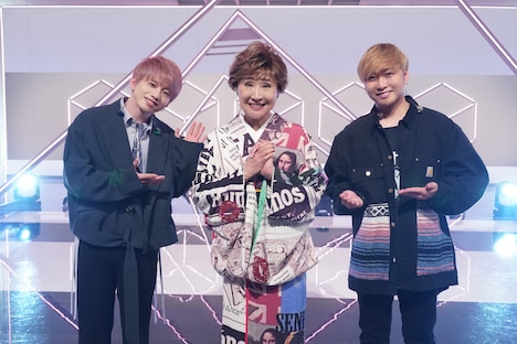 左から花村想太（Da-iCE）小林幸子、大野雄大（Da-iCE）。(c)日本テレビ