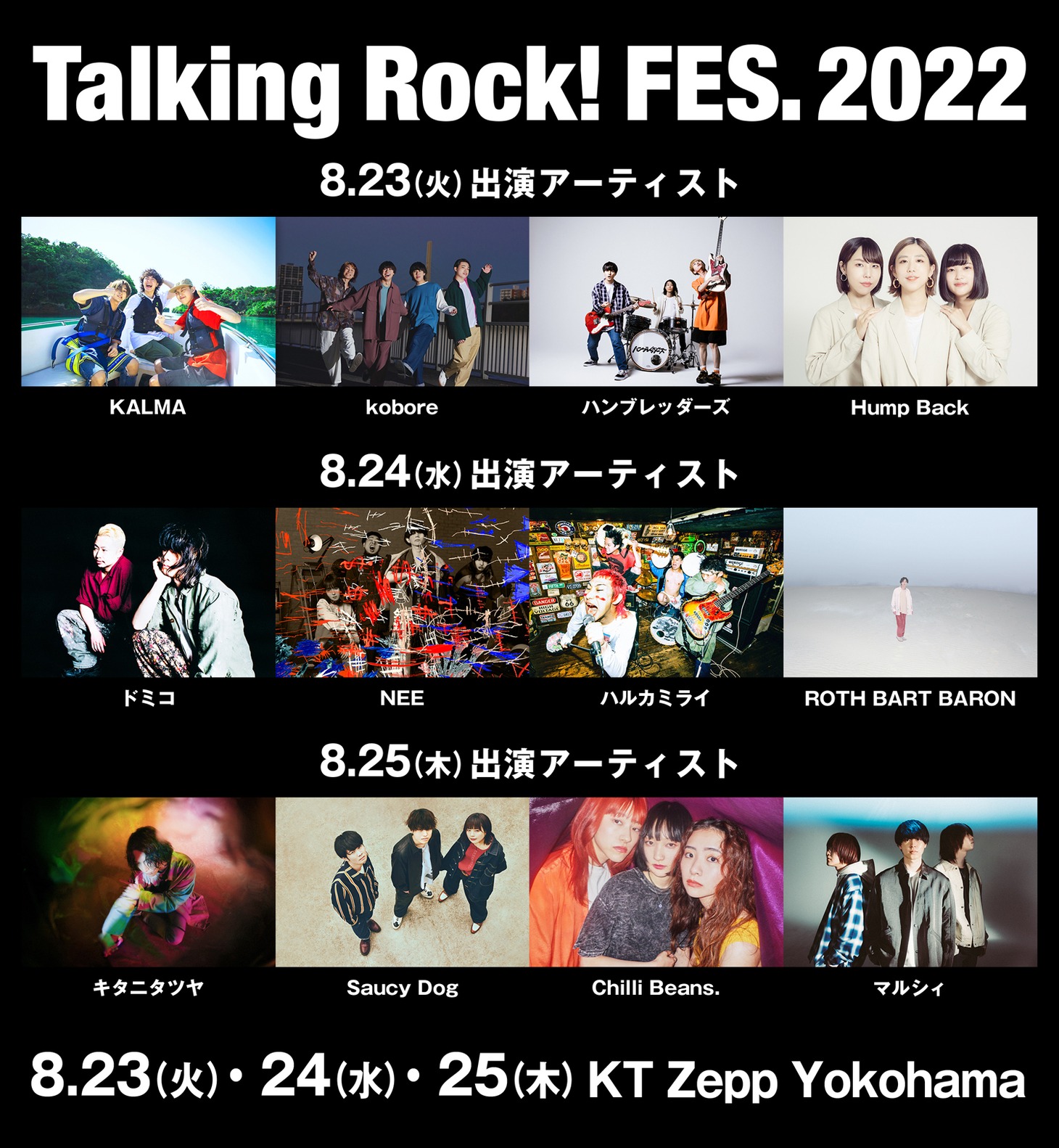 「Talking Rock! FES.2022」全出演アーティスト告知ビジュアル