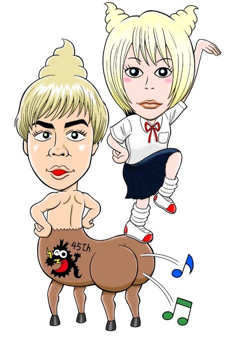 曽山一寿が描き下ろしたヒャダインとみゆはん。