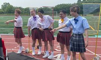 「ミニスカート陸上」出場者。(c)テレビ朝日