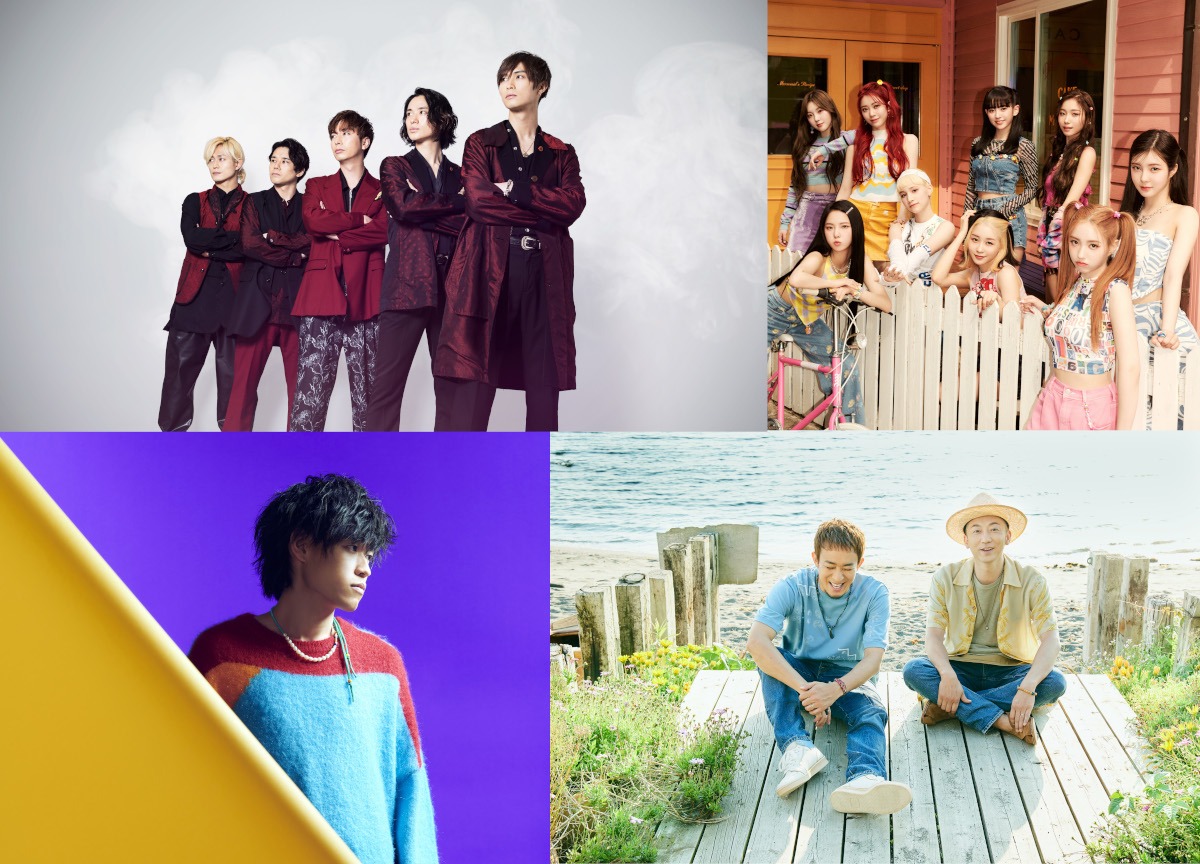 左上から時計回りにA.B.C-Z、Kep1er、FUNKY MONKEY BΛBY’S、Tani Yuuki。