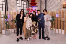 左からROLAND、田中みな実、西野七瀬、長谷川京子、満島真之介、溝端淳平。（写真提供：関西テレビ）