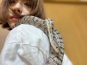 愛美の肩に乗るアニー。