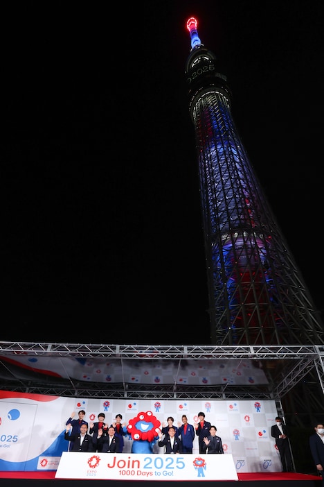 ライトアップされた東京スカイツリー。（提供：2025年日本国際博覧会協会）