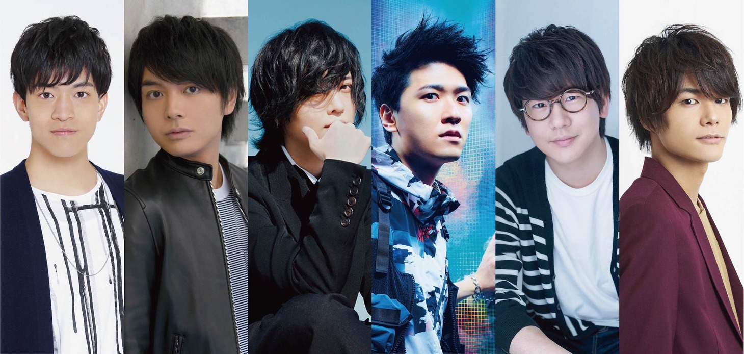 左から石川界人、榎木淳弥、斉藤壮馬、畠中祐、花江夏樹、八代拓。