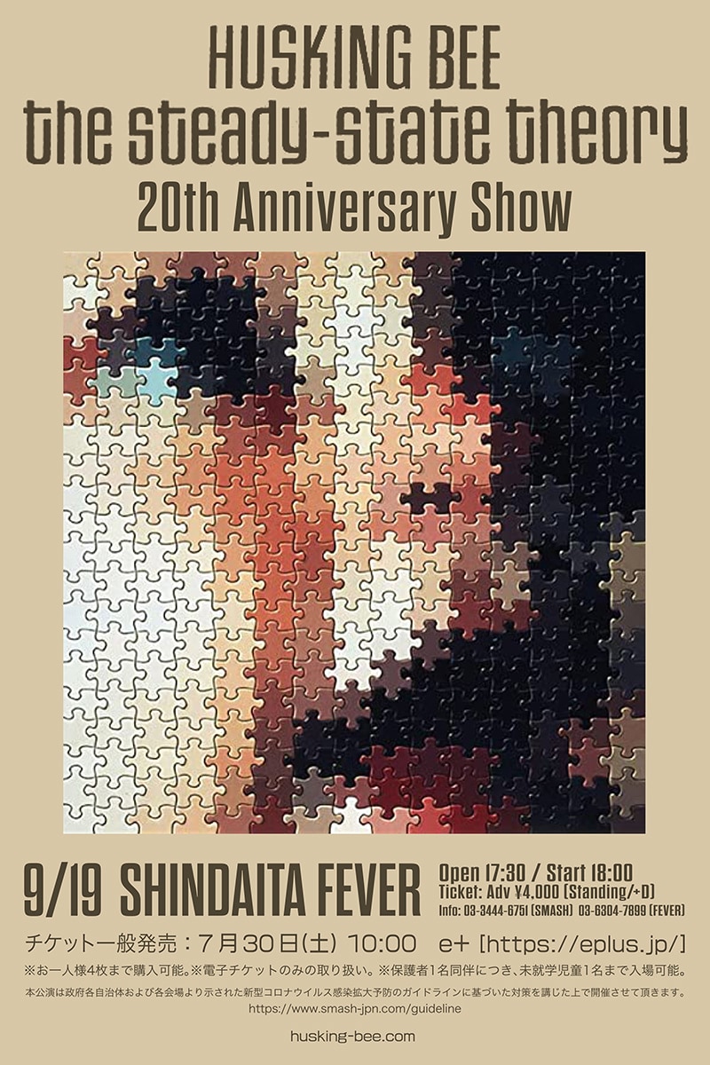 HUSKING BEE「"the steady-state theory" 20th Anniversary Show」フライヤー