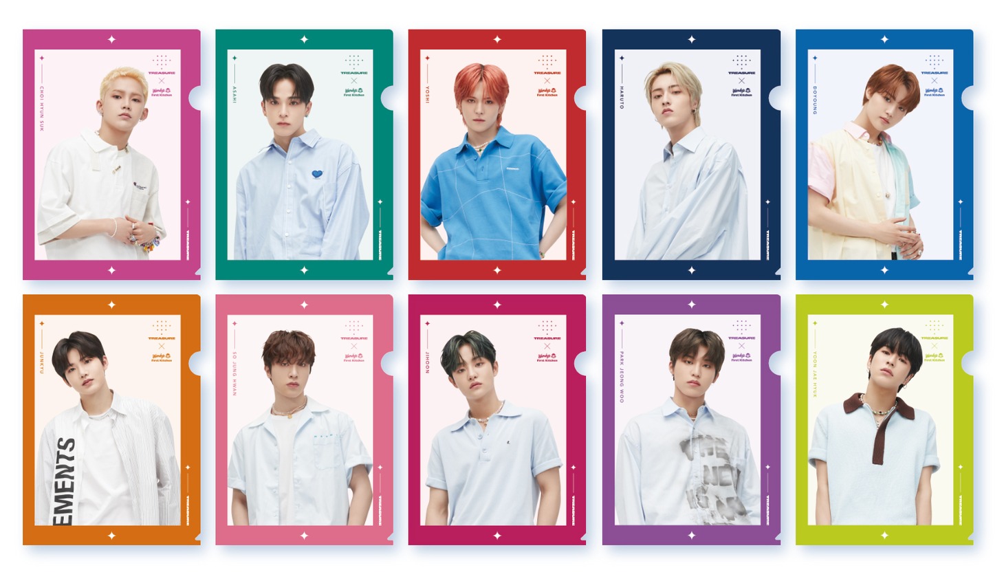 TREASUREコラボ記念！バーベキュー味ポテトに付属するクリアファイルデザイン。