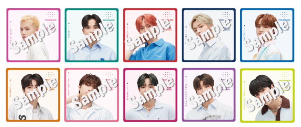 TREASURE限定クリアコースター付きピーチブルーソーダフロートセットに付属するクリアコースターデザイン。