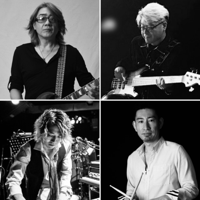 左上から時計回りに野村義男（G）、斉藤光隆（B）、浜崎大地（Dr）、宮崎裕介（Key）。