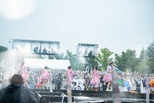 「エビ中 夏のファミリー遠足 略してファミえん in 山中湖 2022」1日目の様子。