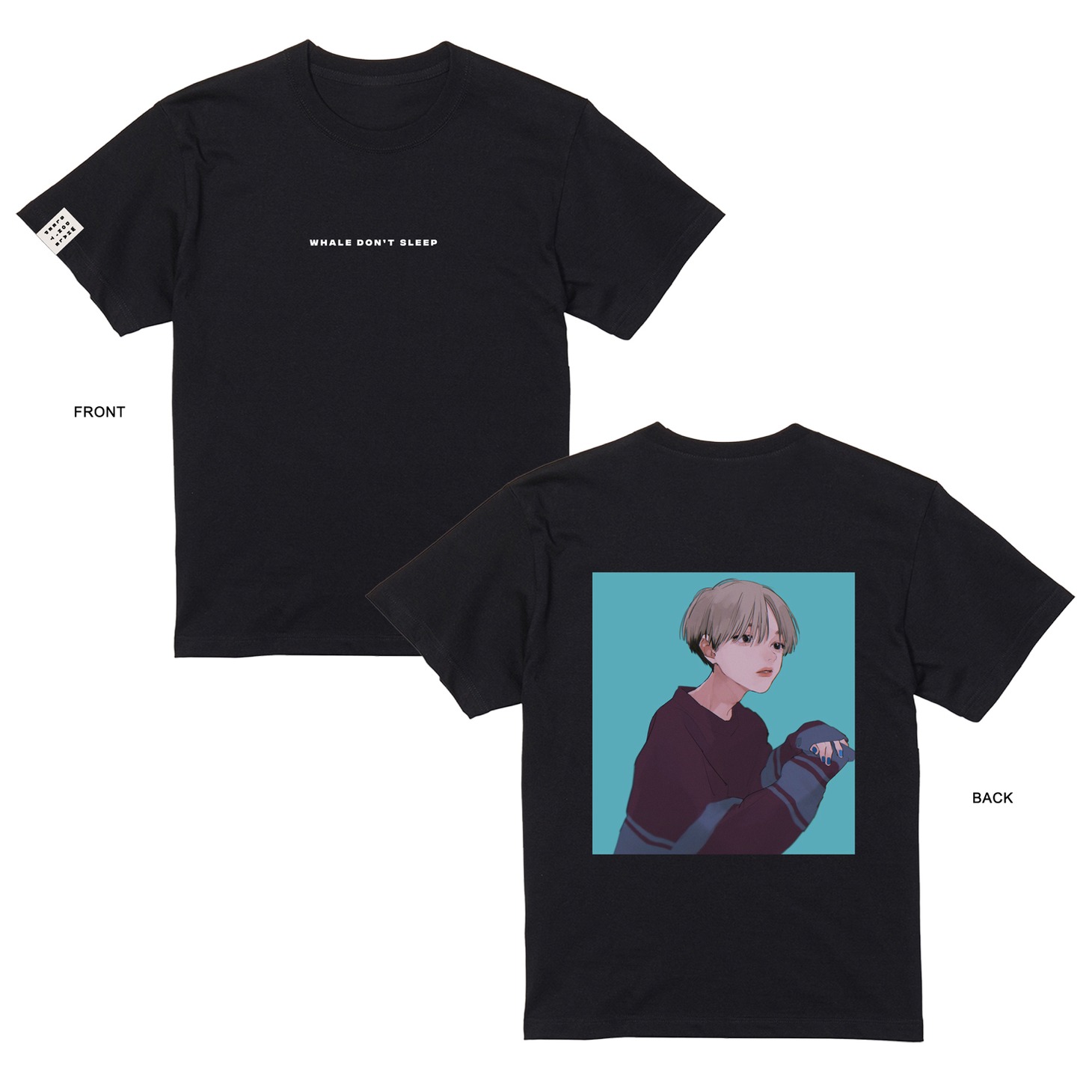 くじら バックプリント ビッグTシャツ（ブラック）