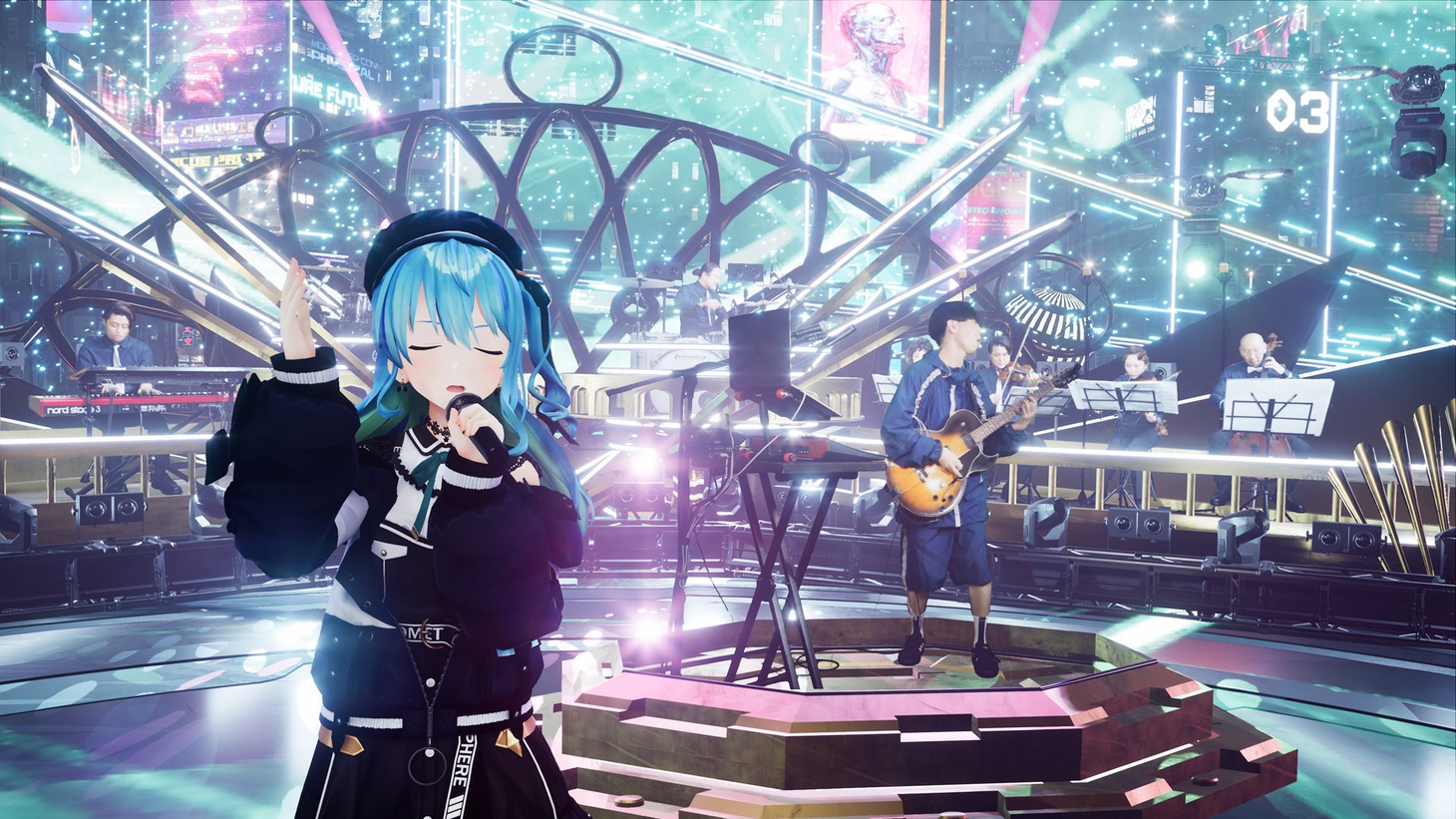 「Midnight Grand Orchestra 1st VIRTUAL LIVE "Overture"」の様子。(c)VIA / TOY'S FACTORY (c)2016 COVER Corp.