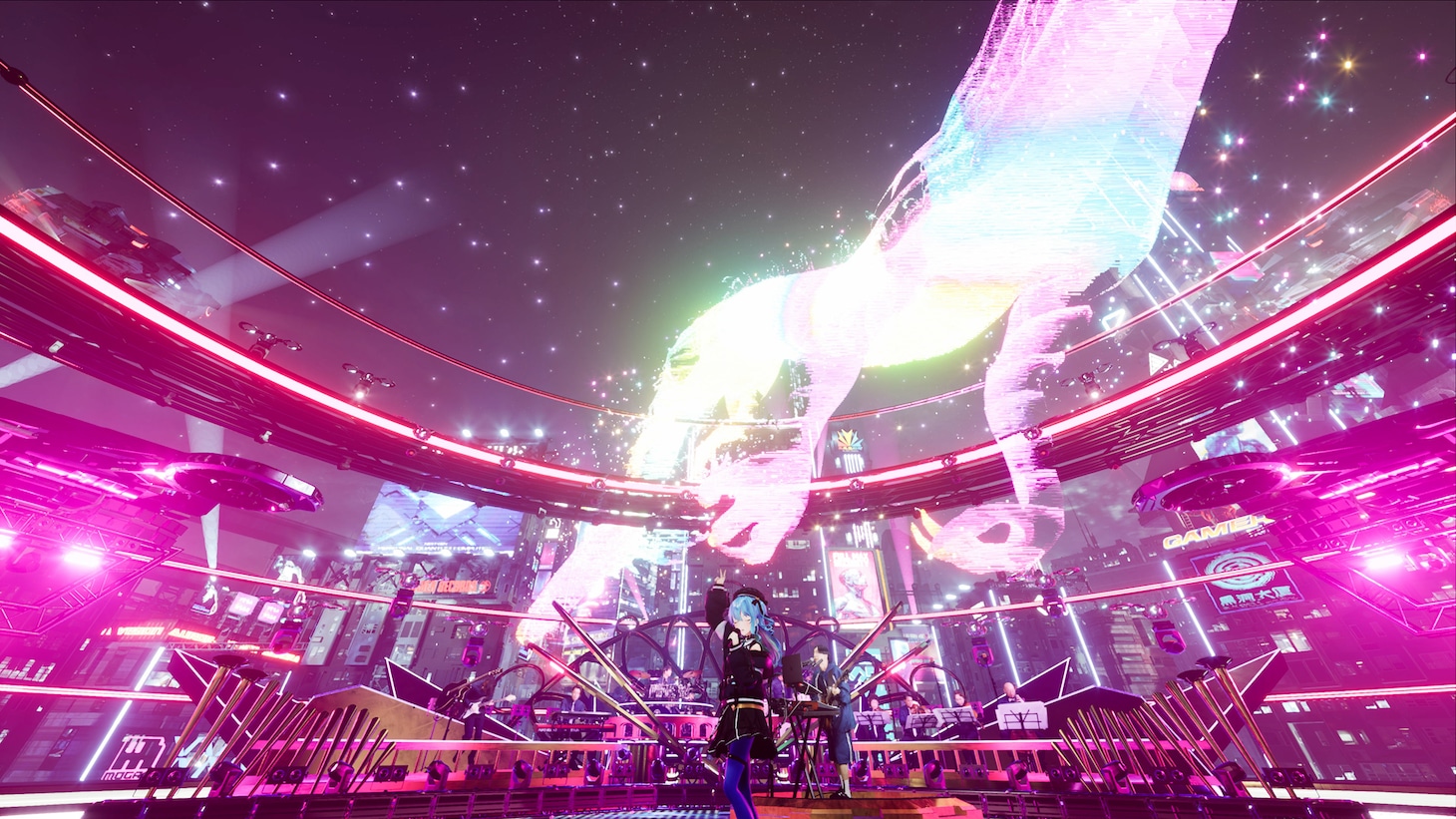 「Midnight Grand Orchestra 1st VIRTUAL LIVE "Overture"」の様子。(c)VIA / TOY'S FACTORY (c)2016 COVER Corp.