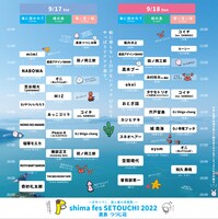 「shima fes SETOUCHI 2022 ～百年つづく、海と森の音楽祭。～」タイムテーブル
