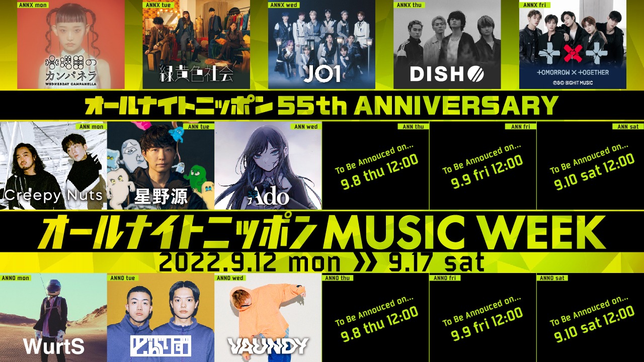「オールナイトニッポン MUSIC WEEK」番組一覧