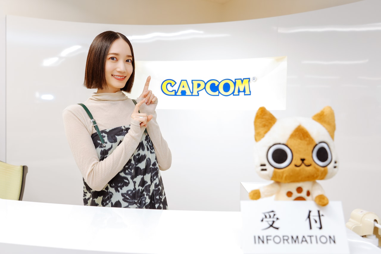 カプコン東京支店の受付にやってきたのっちさん。