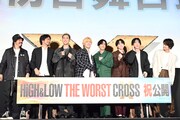 「HiGH&LOW THE WORST X」初日舞台挨拶の様子。