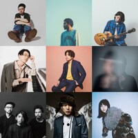 origami PRODUCTIONS。上段左からShingo Suzuki、mabanua、関口シンゴ、中段左からKan Sano、Michael Kaneko、Nenashi、下段左からOvall、Hiro-a-key、さらさ。