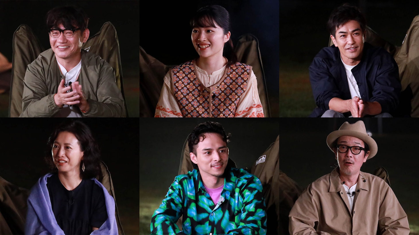 上段左から飯尾和樹（ずん）、川床明日香、北村一輝、戸田菜穂、満島真之介、リリー・フランキー。